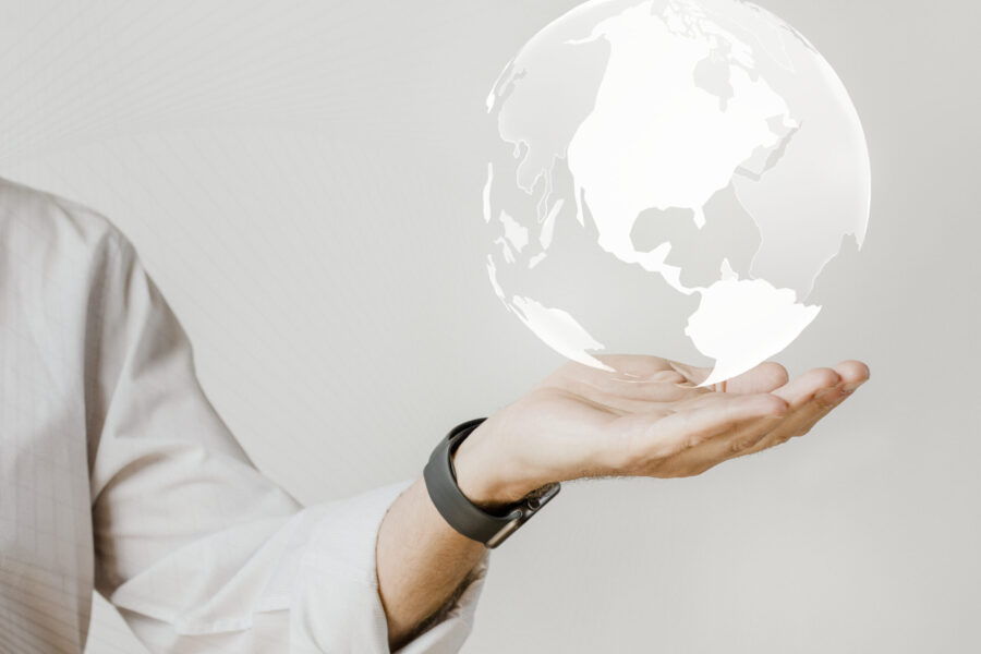 Businessman with the world in his hand